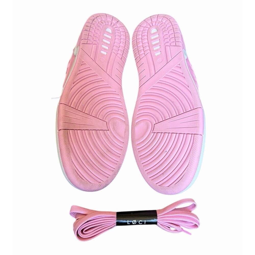 LOCI Nicki Minaj Sneaker White Pink Vegan Leather Low Top EU 42 Extra Laces NWOB - Picture 8 of 13